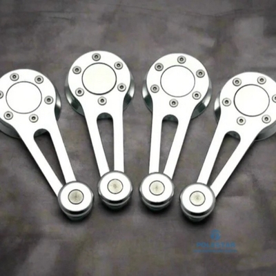 6061 T6 Máy chế biến CNC tùy chỉnh Các bộ phận nhôm Đàn hỗ trợ xoay Bright Silver Anodizing